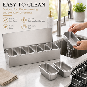 Organizador de Cocina de Acero Inoxidable al por Mayor, Caja de Condimentos con Múltiples Compartimentos, Estación para Ingredientes de Pizza - Product Image 5
