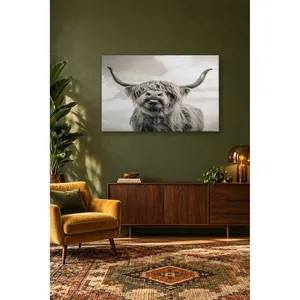 Impression sur toile de vache des Highlands de Fida avec la langue sortie de la bouche - Product Image 2