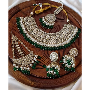 Collier et boucles d'oreilles de luxe à la mode, ensembles de bijoux de mariée pour les fêtes et les mariages, bijoux indiens personnalisés pour femmes - Product Image 3