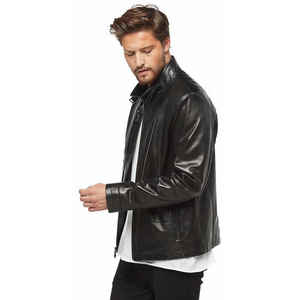 2026 Custom <b>Men's</b> Full Sleeves Leather <b>Jacket</b> Street Wear Style with Stand Collar Hood Winter Pocket <b>jacket</b> <b>for</b> <b>men</b> DDP Shipping - Product Image 4