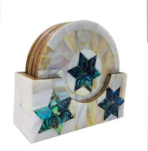 ชุดที่รองแก้วแม่มุกทำด้วยมือสุดหรูพร้อมชุดม็อบถูพื้นดีไซน์แบบพรีเมี่ยมสำหรับโต๊ะอาหารและของตกแต่งบ้าน - Product Image 2