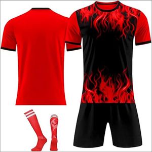 Ensemble complet d'uniformes de football en polyester 100% à séchage rapide, impression par sublimation, col en V, pour l'été, directement de l'usine - Product Image 2