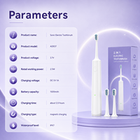 Brosse à dents électrique sonique portable, douce, avec LED, rechargeable par Type-C, longue autonomie, minuteur intelligent, étanche IPX7, blanchiment des dents, 8