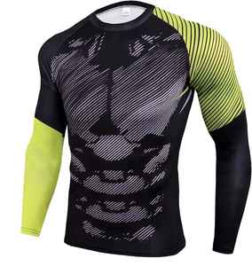 Conjunto de 2 Piezas de Camiseta Deportiva de Manga Larga y Mallas de Compresión para Hombre, Sublimación Personalizada al por Mayor, Transpirable, de Secado Rápido, Alta Calidad y Suave - Product Image 5