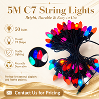 Guirlande lumineuse de Noël multicolore de 15 m avec 50 ampoules LED, clignotante, connectable, pour intérieur et extérieur, éclairage décoratif