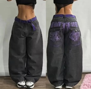 Pantalones holgados de algodón 100% con estilo de alta calidad, nuevos pantalones transpirables de gran tamaño para mujer, pantalones vaqueros bordados en 3D personalizados - Product Image 1