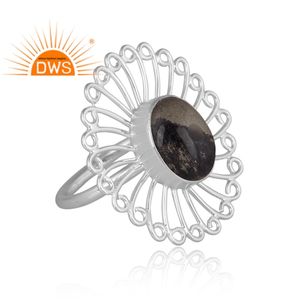 แหวนคู่อาปาเช่สีทองประดับคริสตัลอัญมณีดีไซน์ลายดอกไม้ทำจากเงินสเตอร์ลิงธรรมชาติ - Product Image 3