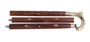 Bastón de madera con mango de latón decorativo 3 bastones plegables hechos a mano - Product Image 4