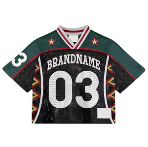Camiseta de fútbol americano Unisex recortada de poliéster 100%, camiseta de fútbol, ropa de calle, camiseta de malla de gran tamaño, uniforme de fútbol juvenil - Product Image 1