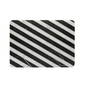 Planche à découper en bois d'acacia marbré à long manche de forme ronde moderne pour steak pain salade de fruits et de fromage - Product Image 5