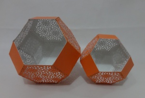 Decoración de mesa hecha a mano de hierro, cuenco de Navidad y Pascua, soporte de pilar de vela votiva, soporte de boda y regalo decorativo, corte de rejilla - Product Image 5