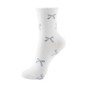 Calcetines de Algodón Transpirables para Mujer, Diseño Coreano con Estampado de Iconos Lindos y Lazo, para Uso Diario - Icon B - Product Image 4
