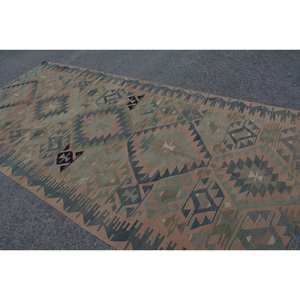 Kilim Beige Vert Laine Tapis 5.3X11.1 ft Turc Grande Surface Plat Tissage Latex Support Rectangle Motif pour Couloir Chambre Tapis - Product Image 4