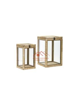 โคมไฟไม้สัก2ชุดสำหรับใส่เทียนชุดอุปกรณ์ตกแต่งแบบดั้งเดิมในราคาที่สมเหตุสมผลสำหรับส่งออกจากอินเดีย - Product Image 6