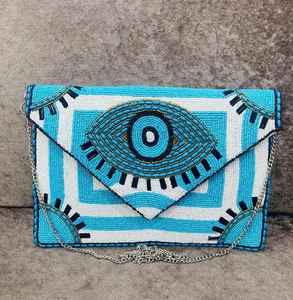 Sacs à bijoux portables en microfibre à fermeture ouverte, ornés de perles de verre personnalisées motif œil bleu, pour la revente - Product Image 5