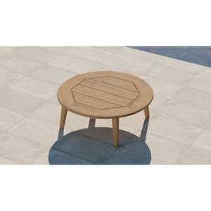 Kenrich Table basse ronde en bois de teck massif Design moderne avec finition naturelle pour une utilisation intérieure ou extérieure - Product Image 3