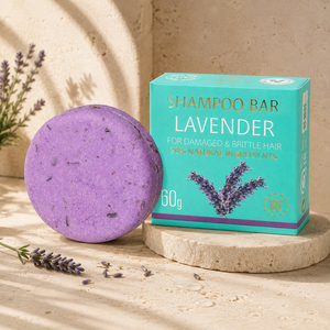 Handmade Organic Lavender Shampoo Bar Private Label Anti-Dandruff Nourishing Moisturizing Refreshing Solid Vegan 60g 2-in-1 - Product Image 1