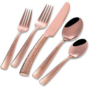 ชุดเครื่องใช้บนโต๊ะอาหารด้ามเหล็กเคลือบเงาโรสโกลด์สำหรับตกแต่งบ้านดีไซน์แบบค้อน - Product Image 1