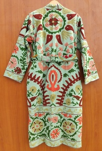 Kimono Bohemio con Bordado Floral, Transpirable, Cuello en V, Manga Larga, Abierto por Delante, con Cinturón, Prenda Exterior Informal de Verano, Hecha a Mano - Product Image 2