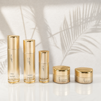Ensemble de flacons cosmétiques en verre doré Mingsheng avec couvercle à vis, pot à crème, pompe à sérum, flacon à lotion, flacon à toner 30g 50g 50ml 100ml 120ml