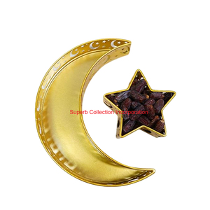 Forme de lune dorée Ramadan Eid Mubarak plateau de service en métal Dessert bonbons Date plat pour Festival islamique décor de fête à la maison - Product Image 3