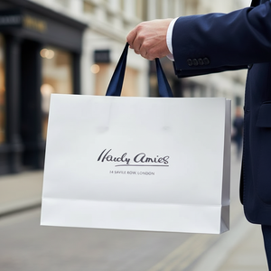 Bolsas de Compra de Papel Recubierto de Lujo Desechables Personalizadas, Materiales Reciclados, Impresión de Logotipo, Barnizado, Asa Flexiloop para Promoción - Product Image 6