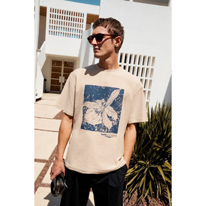 T-shirt à manches courtes et col rond pour homme GRIMELANGE NORD, imprimé, 100% coton biologique, taille oversize - Product Image 3
