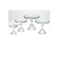 Ensemble de 4 présentoirs à dessert en verre transparent de qualité exclusive, support à gâteau au design unique pour table à manger pour les exportations