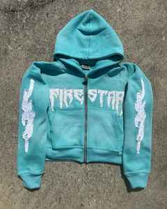 Sweat à capuche brodé en détresse grande taille pull à capuche coton strass poids lourd en gros surdimensionné Streetwear sweats à capuche pour hommes - Product Image 5