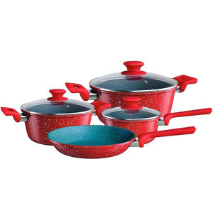 Ensemble de casseroles à induction de style classique 7 pièces Couleur volcanique Revêtement en marbre Aluminium Antiadhésif Poêles Pots pour une utilisation en cuisine - Product Image 1