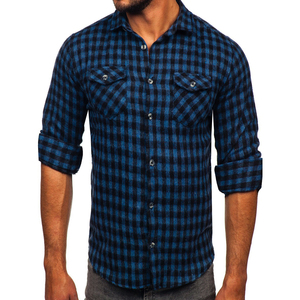 Gran oferta de camisas de franela de algodón pesado para hombres, logotipo personalizado a cuadros, diseño de botones de cuello alto a cuadros, talla para niños 6XL, unidad individual - Product Image 4