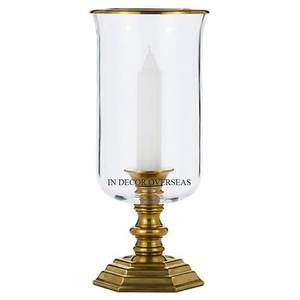 Candelabro de huracán de aspecto elegante hecho de vidrio transparente de alta calidad estándar con Base de Metal chapado en oro decoración del hogar y Hotel - Product Image 2