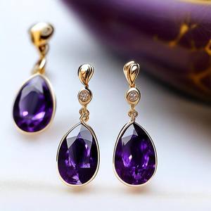 925 plata esterlina amatista piedra preciosa diseñador pendiente joyería fabricante 18K chapado en oro - Product Image 4