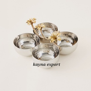 Stainless 304 Metal Polished Set of 3 Eco-Friendly Modern Luxury Party Snacks <b>Nuts</b> & Dates Serving Bowl - Product Image 3