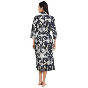 Boho Style Lightweight Cotton Kimono Indian Handprinted Jungle Print Pattern Luxury Summer <b>Beach</b> House <b>Robe</b> & Yacht Cover-Up - Product Image 3