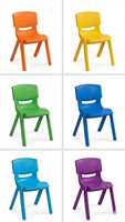 Chaise d'enfant moderne en plastique rouge empilable avec dossier et revêtement en tissu pour l'école