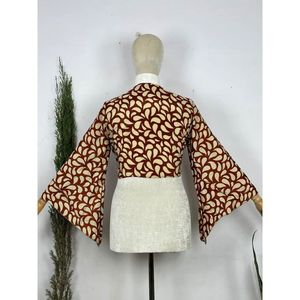 Haut De Portefeuille Manches Longues Style Hippie Bohme Motif Cachemire Et Fleurs Colors Taille XL Desse Ferique En - Product Image 2