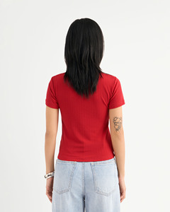 Camiseta Corta de Verano para Mujer, Informal, de Alta Calidad, con Etiqueta Metálica, Color Sólido, Algodón, Corte Ajustado, Transpirable, de Secado Rápido, Rayón - Product Image 2