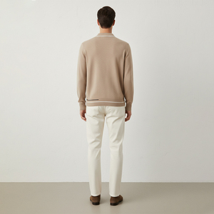 Custom Soft Wool Cashmere <strong>Jumper</strong> <strong>Men's</strong> Sweater <strong>Polo</strong> <strong>Neck</strong> Split V Detail Long-Sleeve Luxury <strong>Men</strong> Knit Sweater - Product Image 4