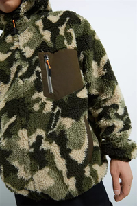 OEM Wholesale Custom Heavy Winter Men <b>Camo</b> Shearling <b>Jacket</b> Customized Fashion Fleece Sherpa Hoodies <b>Jacket</b> for Mens - Product Image 4