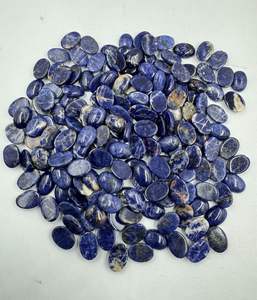 หินโซดาไลต์ขัด10x14mm-15x20mm รูปไข่สีฟ้าเรียบอัญมณีหลวมสำหรับทำเครื่องประดับอัญมณีขายส่ง - Product Image 2