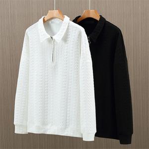 Vente en gros de sweatshirts à demi-fermeture éclair pour hommes sweatshirt de grande taille à col rabattu personnalisé de couleur unie pour le printemps et l'automne pour hommes - Product Image 4