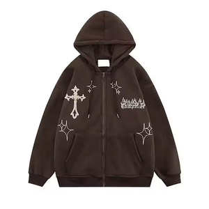 Sudadera con Capucha de Forro Polar Bordada Personalizada al por Mayor, 100% Algodón, Talla Grande, Transpirable, Resistente al Viento y Antiarrugas para Hombre - Product Image 2