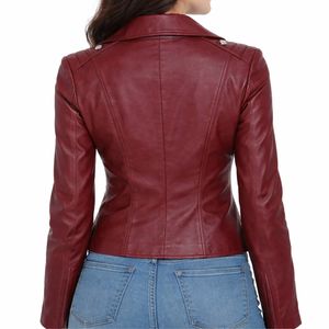 Fabricante de Chaquetas de Cuero Genuino para Mujer, Chaqueta de Cuero Suave de Alta Calidad, Corte Ajustado, con Cierre, Logotipo Personalizado, OEM, ODM, Ropa Exterior - Product Image 6