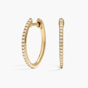 BRILLIANT DIAMANT 0.25 CTW Lab Grown Diamond Rhodium Plated Hoop Earrings 14K White Gold Cut Pave Set Fine Jewelry Wholesale OEM - Product Image 3