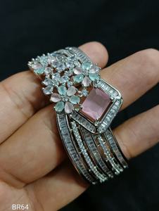 AMERICAN DIAMOND CUBIC ZIRCON CLASSIC STYLE and ARTIFICAL DIAMOND <b>BRACELETS</b> and SILVER PLATED <b>for</b> <b>WOMEN</b> WEDDING JEWELLERY GIFT - Product Image 4