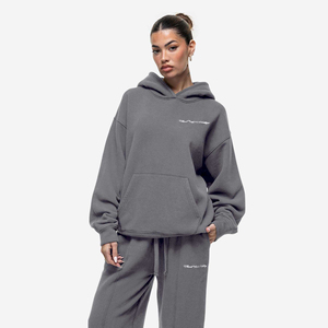 ชุดวอร์ม2ชิ้นแบบมีฮู้ดสำหรับผู้หญิงชุดฝึกเล่นยิมและชุดวอร์ม2ชิ้นแบบโอเวอร์ไซส์ระบายอากาศได้ดี - Product Image 4