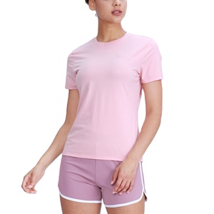 Vente en gros 100% T-shirts pour femmes noirs respirants à manches courtes en coton sérigraphie personnalisable vêtements de sport d'été - Product Image 5