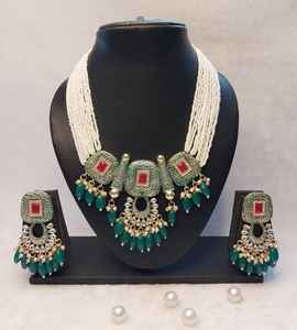 Motipearl indio elegante tradicional y de moda piedra chapado en oro elegante medio collar conjunto con pendiente conjunto de joyería mujeres - Product Image 3