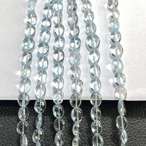 Topaze bleu ciel naturelle lisse forme ovale 7 pouces de long brin support perceuse perles en vrac pierres précieuses pour bijoux - Product Image 5